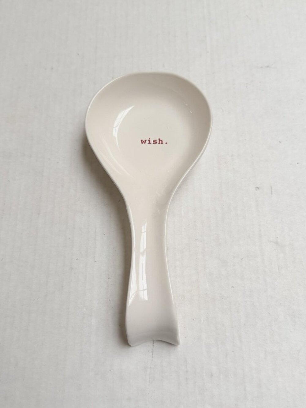Rae Dunn by Magenta White Ceramic Spoon Rest Wish Decor Kitchen Gift